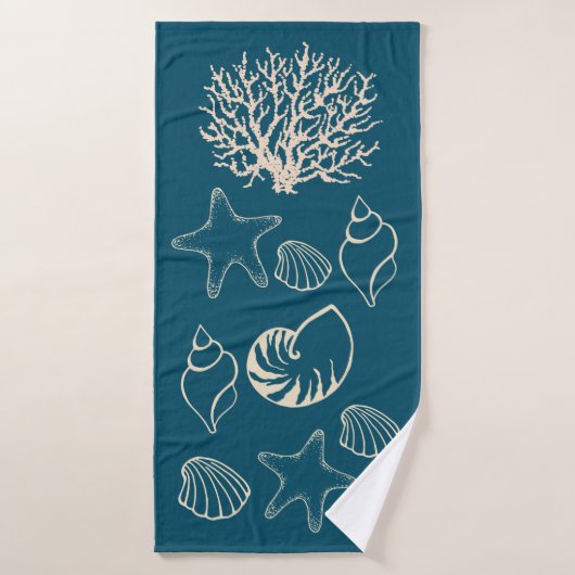 Nautische schelp badhanddoek (Badhanddoek)