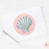 Nautische schelp ronde sticker (Envelop)