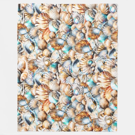 Nautische schelpen collage patroon shell chic fleece deken (Voorkant)