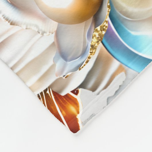 Nautische schelpen collage patroon shell chic fleece deken (Hoek)