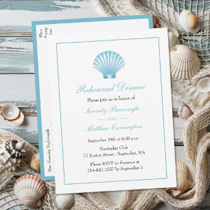 Nautische schelpen Elegant bruiloft repetitie dine Uitnodiging Briefkaart