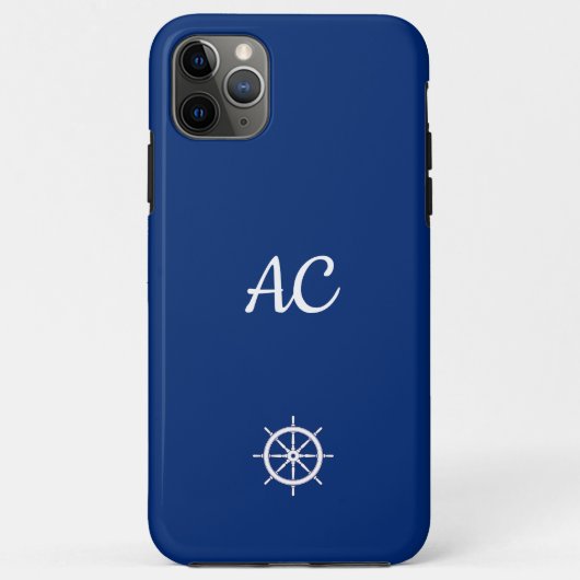 Nautische Schepen Wiel Blauw+Wit (Personaliseer) Case-Mate iPhone Case (Achterkant)