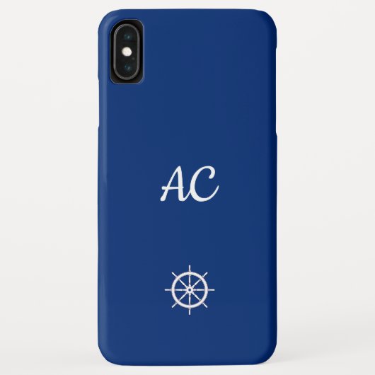Nautische Schepen Wiel Blauw+Wit (Personaliseer) Case-Mate iPhone Case (Achterkant)
