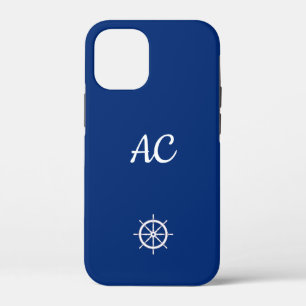 Nautische Schepen Wiel Blauw+Wit (Personaliseer) iPhone 12 Mini Hoesje
