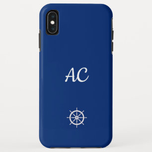Nautische Schepen Wiel Blauw+Wit (Personaliseer) iPhone XS Max Hoesje