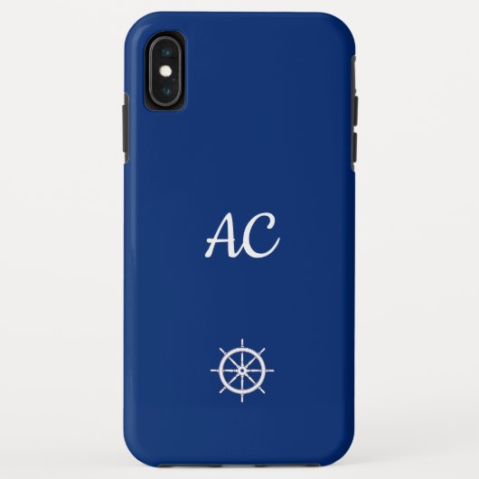 Nautische Schepen Wiel Blauw+Wit (Personaliseer) Case-Mate iPhone Case (Achterkant)