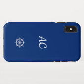 Nautische Schepen Wiel Blauw+Wit (Personaliseer) Case-Mate iPhone Case (Achterkant (horizontaal))