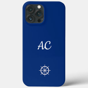 Nautische Schepen Wiel Blauw+Wit (Personaliseer) iPhone 13 Pro Max Hoesje
