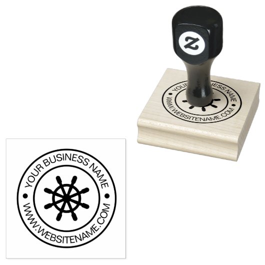 Nautische Schepen Wiel Helm Business Text Custom Rubberstempel (Gestempeld)
