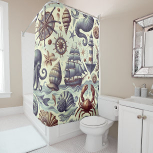 Nautische Sealife Illustratie Douchegordijn