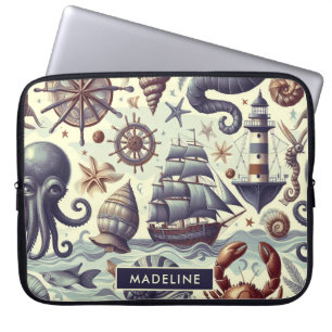 Nautische Sealife Illustratie Laptop Sleeve