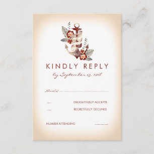 Nautische Seaside Wedding RSVP Kaart