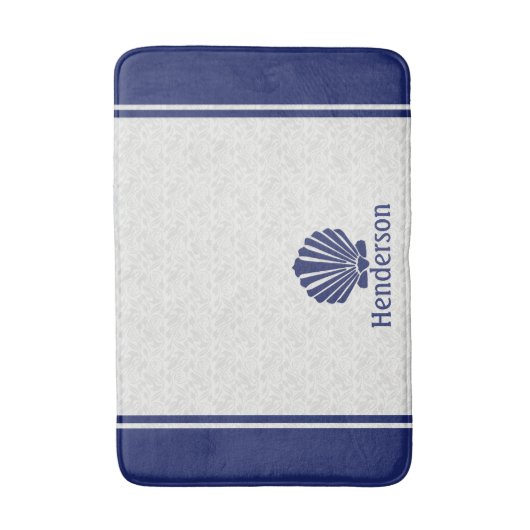 Nautische Shell op Navy Bath Mat (Voorkant Verticaal)
