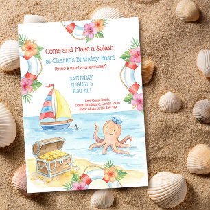 Nautische Splash Tropische Oceaan Kinderen Verjaar Kaart