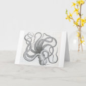 Nautische steampunk octopus kraken ontwerp kaart (Gele Bloem)