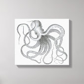 Nautische steampunk octopus  kraken tekening canvas afdruk (Voorkant)