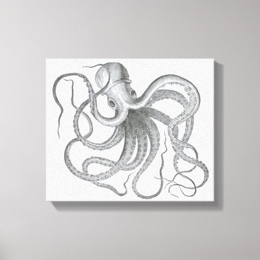 Nautische steampunk octopus  kraken tekening canvas afdruk (Voorkant)