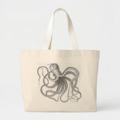 Nautische steampunk octopus kraken tekening grote tote bag (Voorkant)