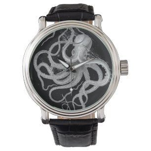 Nautische steampunk octopus  kraken tekening horloge