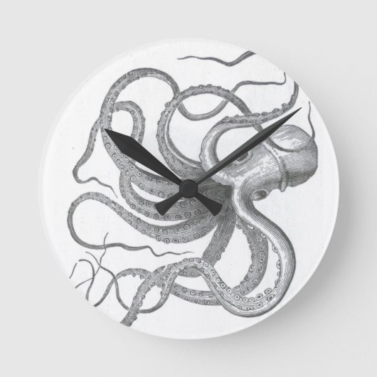 Nautische steampunk octopus  kraken tekening ronde klok (Voorkant)