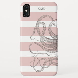 Nautische  Steampunk octopus op roze strepen iPhone XS Max Hoesje