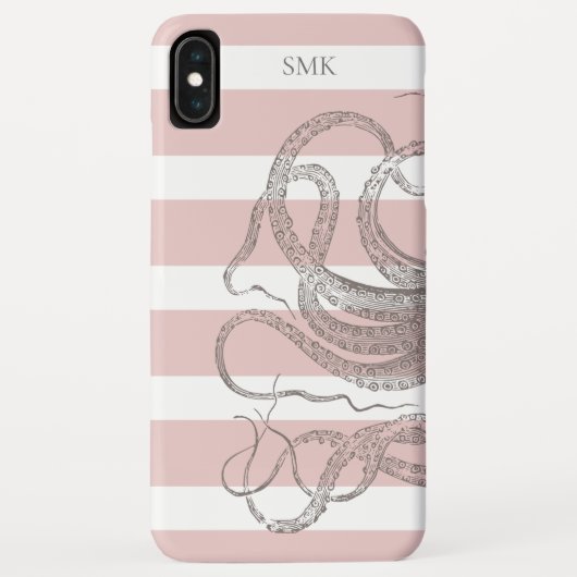 Nautische  Steampunk octopus op roze strepen Case-Mate iPhone Case (Achterkant)