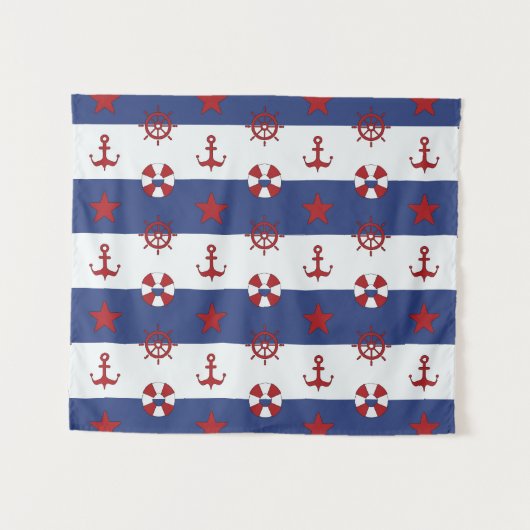 Nautische sterren en strips wandkleed (Voorkant (horizontaal))