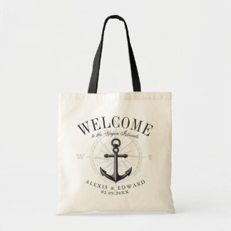 Nautische stijl Anker Custom Welkom Zwart Thema Tote Bag