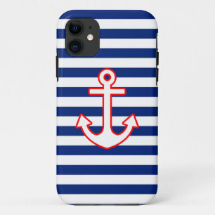 Nautische stijl anker icoon op strepen iPhone 11 hoesje