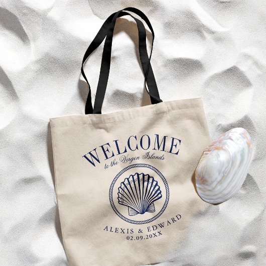 Nautische Stijl SeaShell Custom Welkom Tote Bag