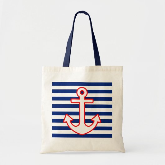Nautische stijlbevestiging op strepen tote bag (Voorkant)