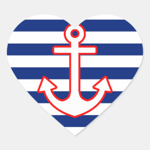 Nautische stijlbevestiging op stripesdek hart sticker