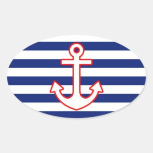 Nautische stijlbevestiging op stripesdek ovale sticker