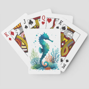 nautische/strand/kust zeepaardjes kunst pokerkaarten