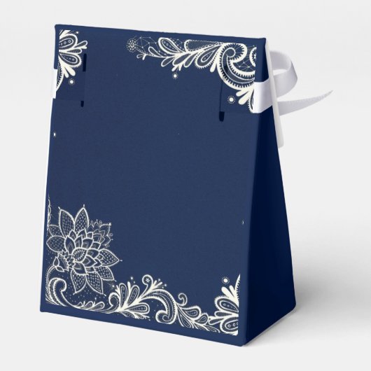 nautische strand wit kant marineblauw bruiloft bedankdoosjes (Achterkant)