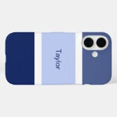 Nautische strepen blauw en wit gepersonaliseerd Case-Mate iPhone case (Achterkant (horizontaal))