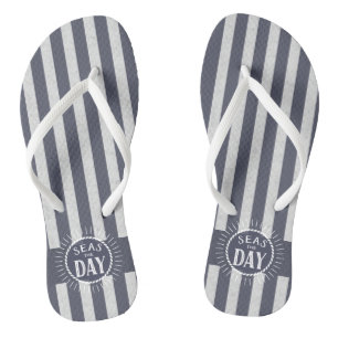 Nautische Strepen en Meteen Gezorgd Zonneburst Teenslippers