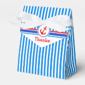 Nautische strepen met rode anker bedankt geschenkd bedankdoosjes (Voorkant Zijde)