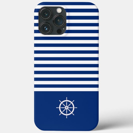 Nautische Strepen+Schepen Wiel Blauw+Wit Case-Mate iPhone Case (Achterkant)