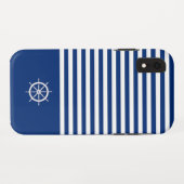Nautische Strepen+Schepen Wiel Blauw+Wit Case-Mate iPhone Case (Achterkant (horizontaal))