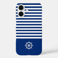Nautische Strepen+Schepen Wiel Blauw+Wit