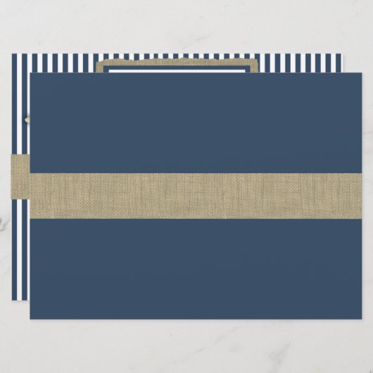 Nautische Stripe en Burlap Jubileum Kaart (Voorkant / Achterkant)
