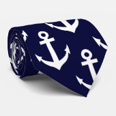 Nautische stropdas met marineankerpatroon (Opgerold)