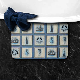 Nautische Tegels Blauw vuurtoren Anchor Ship Whe Badmat