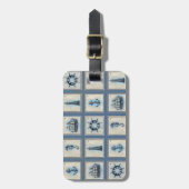 Nautische Tegels | Blauw vuurtoren Anchor Ship Whe Bagagelabel (Voorkant verticaal)