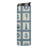 Nautische Tegels | Blauw vuurtoren Anchor Ship Whe Thermosbeker (Gedraaid links)