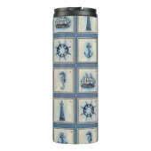 Nautische Tegels | Blauw vuurtoren Anchor Ship Whe Thermosbeker (Achterkant)