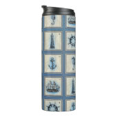 Nautische Tegels | Blauw vuurtoren Anchor Ship Whe Thermosbeker (Geroteerd rechts)