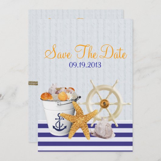 Nautische Theme Wedding Save the Date (Voorkant / Achterkant)