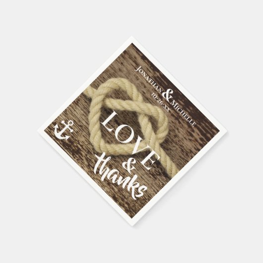 Nautische Touw en Anker LIEFDE en Bedankt Bruiloft Servet (Hoek)